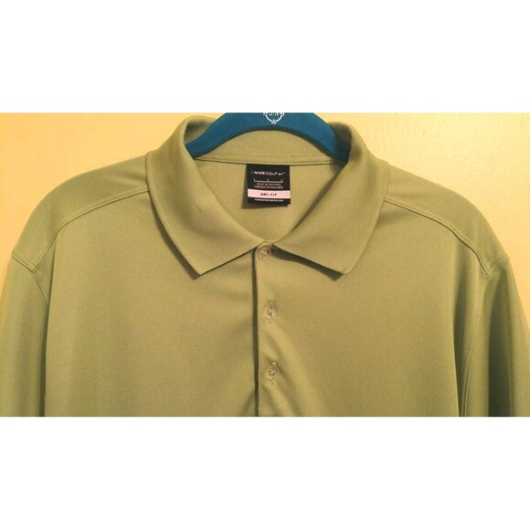 Nike Golf Shirt Sport Dri-Fit  Short Sleeve Green Solid Polo Men's Size Large - Picture 4 of 8